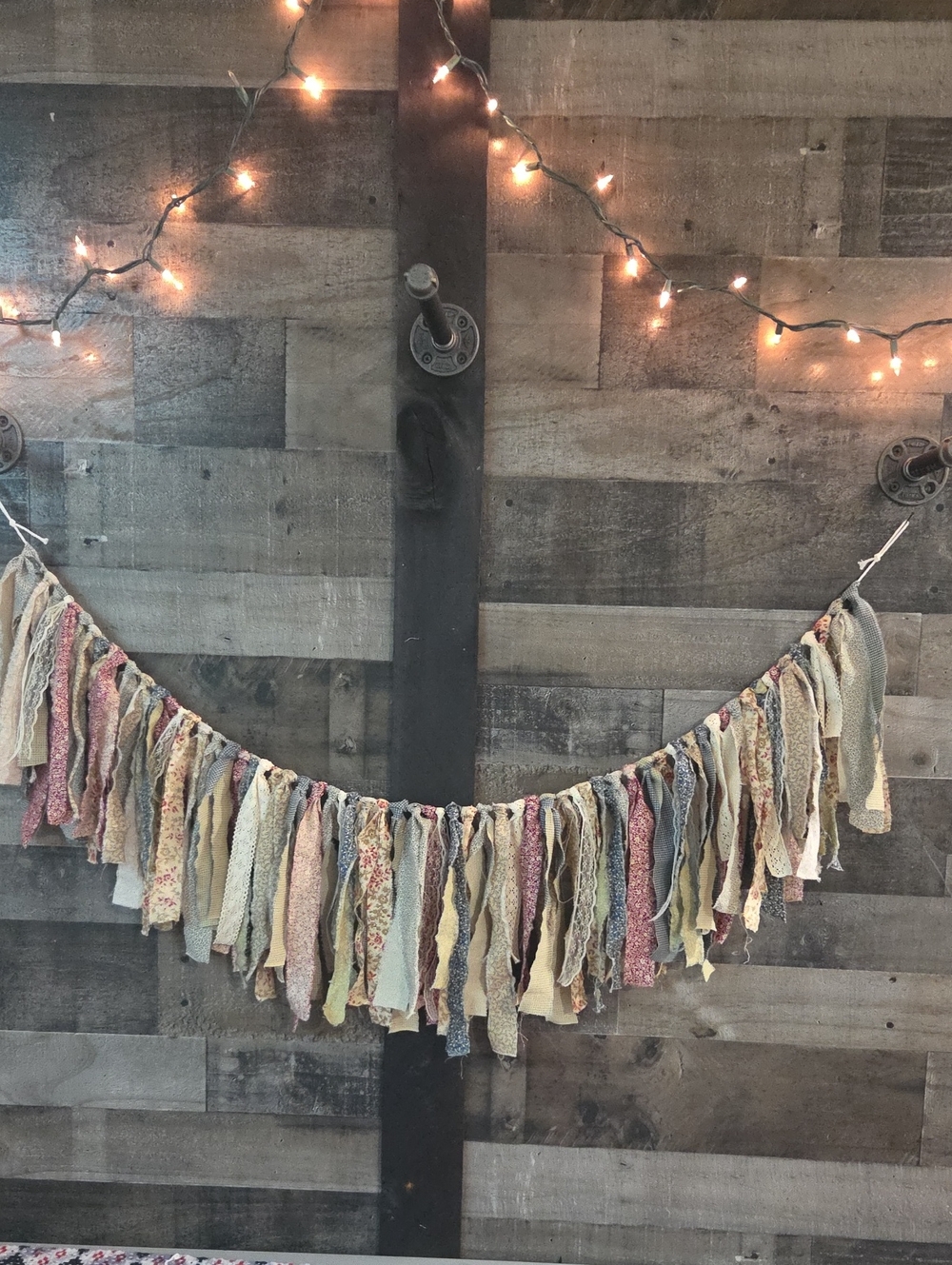 Handcrafted Neutral  Fabric Boho Chic Rag Garland - Home Holiday Decor